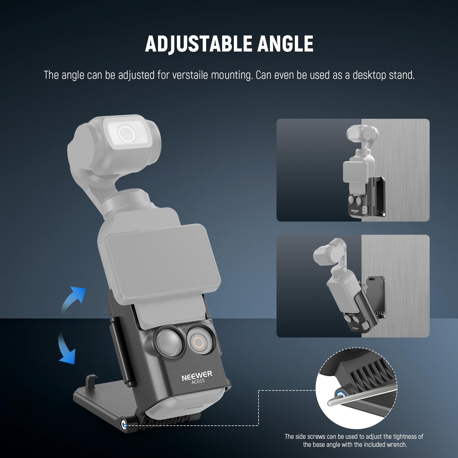 NEEWER Basics AC015 magnetyczny stojak do montażu kompatybilny z DJI Osmo Pocket 3, regulowany plastikowy uchwyt na aparat fotograficzny 180°, akcesoria wielofunkcyjne, adapter rozszerzeniowy do