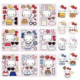 Hello Kitty Party Favors, 36 Sheets Make a Face Stickers for Kids, Kawaii Hello Kitty Make Your Own Stickers, Cute Hello Kitty Stickers for Girls, Kawaii Cute Sanrio Cartoon Gifts for Kids