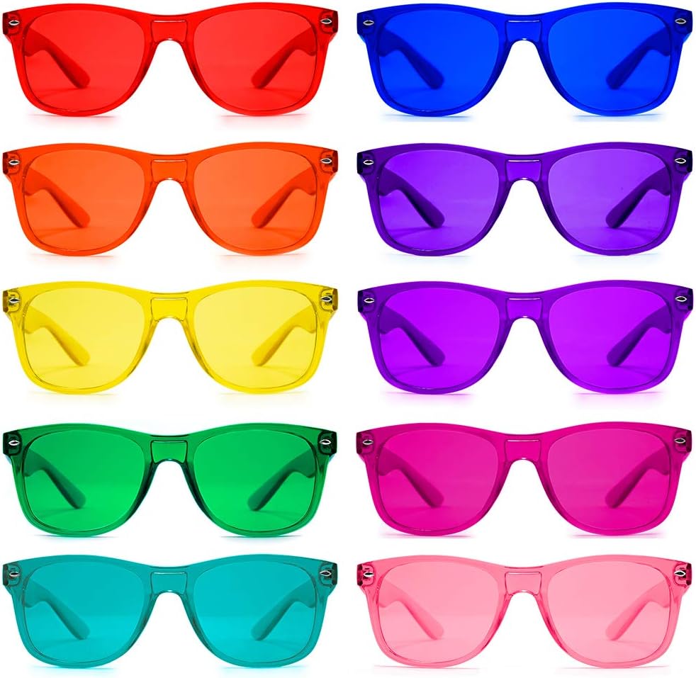 Color Therapy Glasses 10 Pack for Chakra Healing, Chromotherapy, and Mood