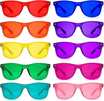 Color Therapy Glasses 10 Pack for Chakra Healing, Chromotherapy, and Mood