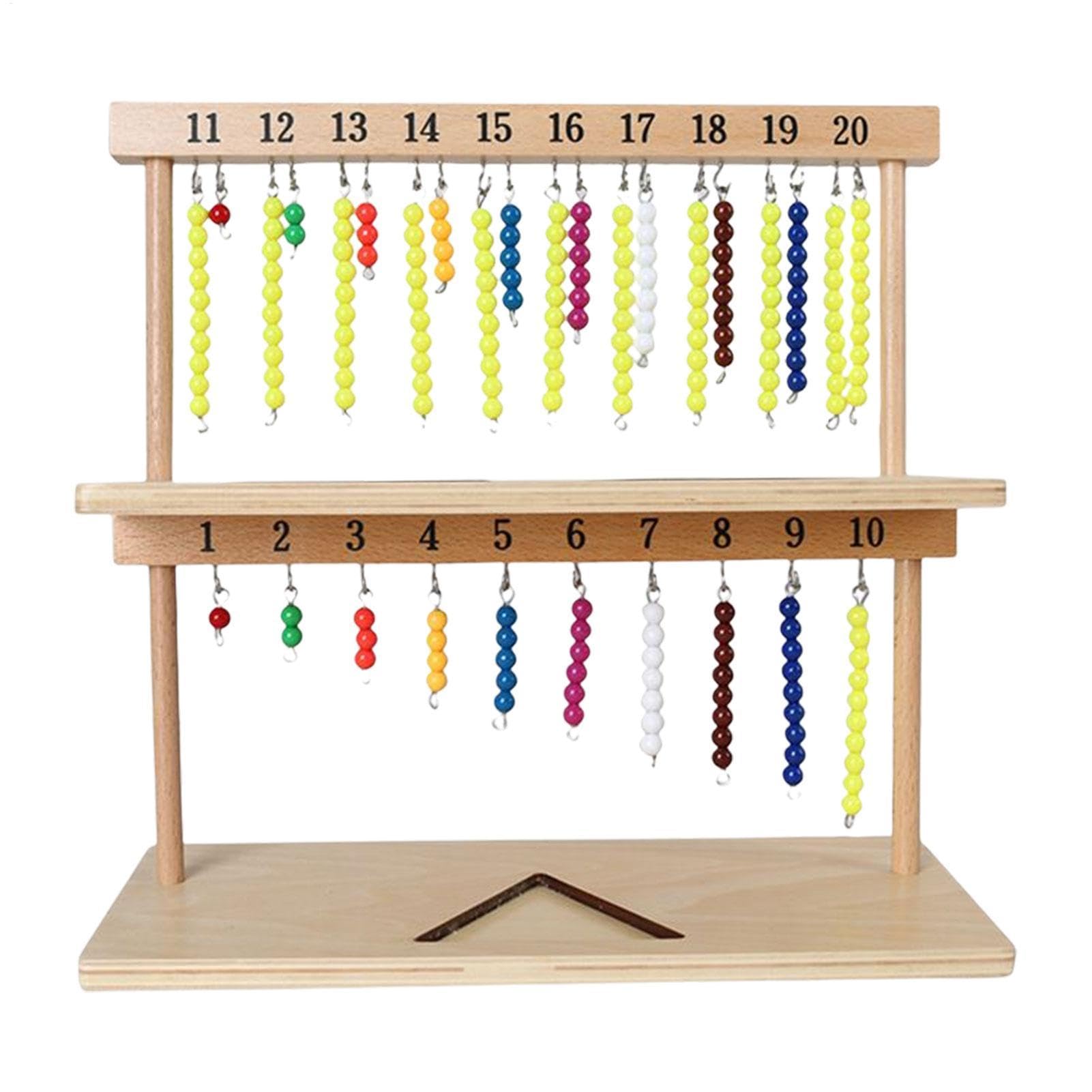 Perlas Matemáticas Montessori – Soporte De Madera Duradera De 1 A 20 Perlas, Juego Educativo Matemático Montessori, Ábaco De Contaje De Madera Para Niños, Herramienta De Aprendizaje Práctica Con