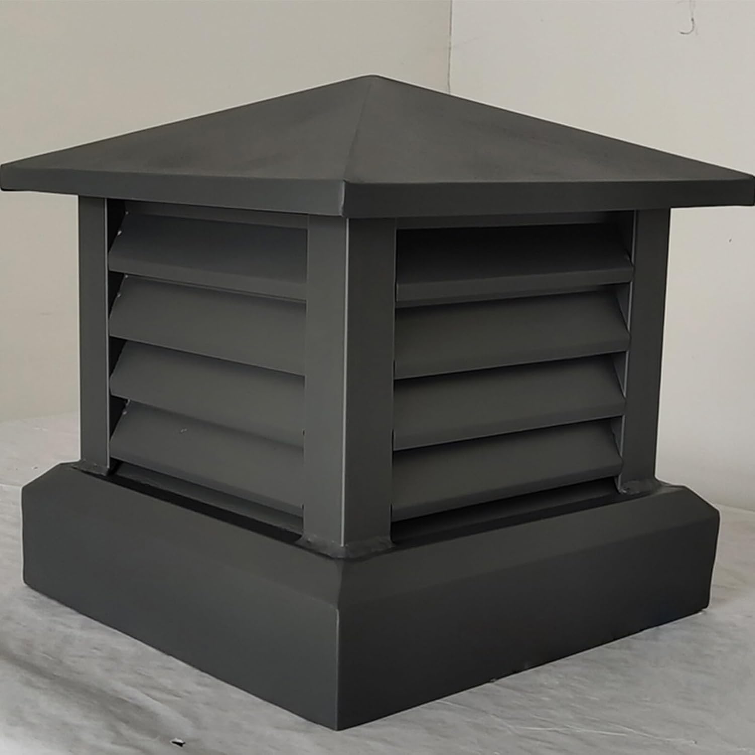 Villa Chimney Cowl Cap 10"/12"/14"/16" Chimney Cover Chimney Cowl Aluminum Alloy Square Drain Cap Roof Vent Cap Rain Louver Cap Windproof Cap(16in*16in)