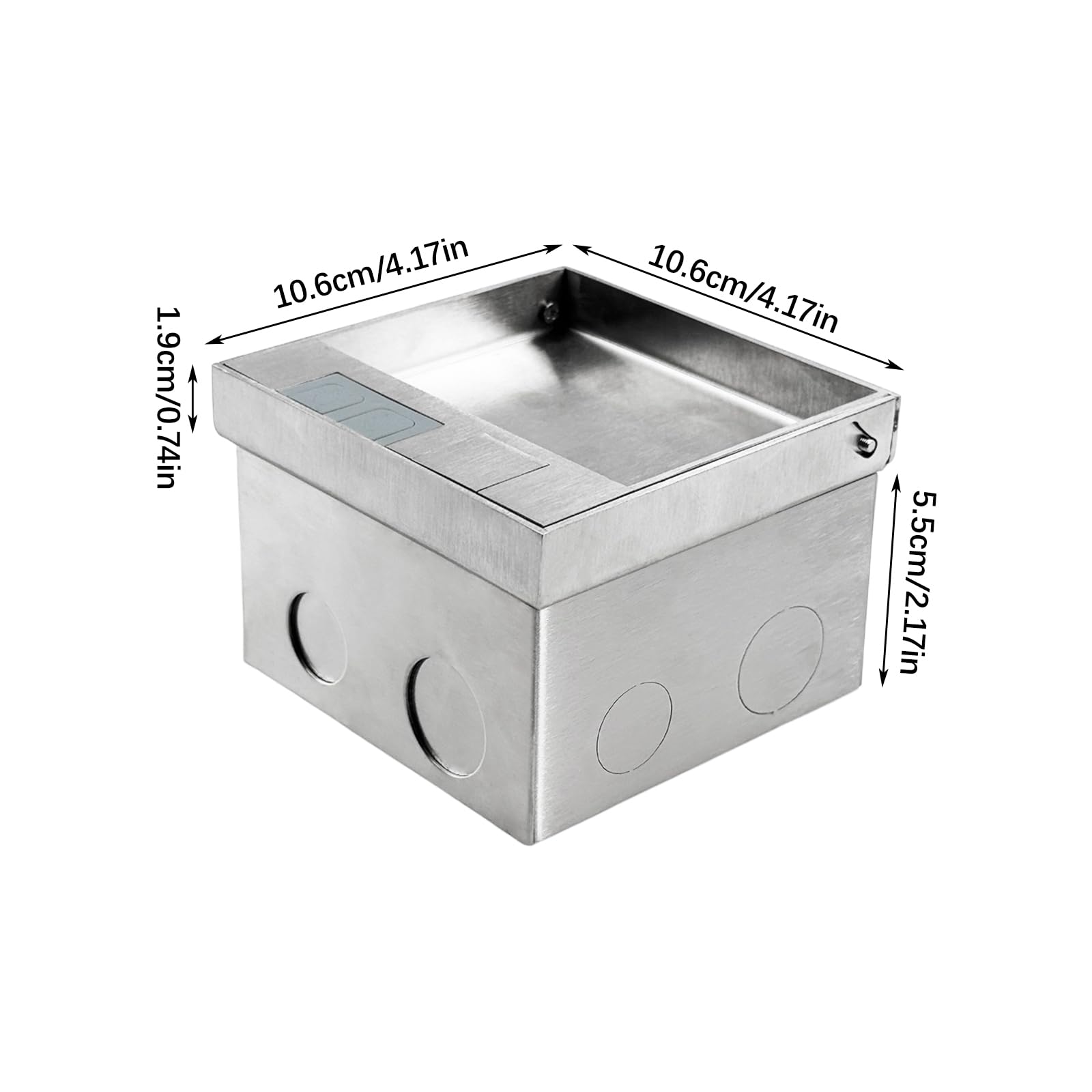 AC250V Embedded Socket Box, Stainless Steel Hidden 3 Holes Floor Outlet with Computer Network Cable Jack - Image 2