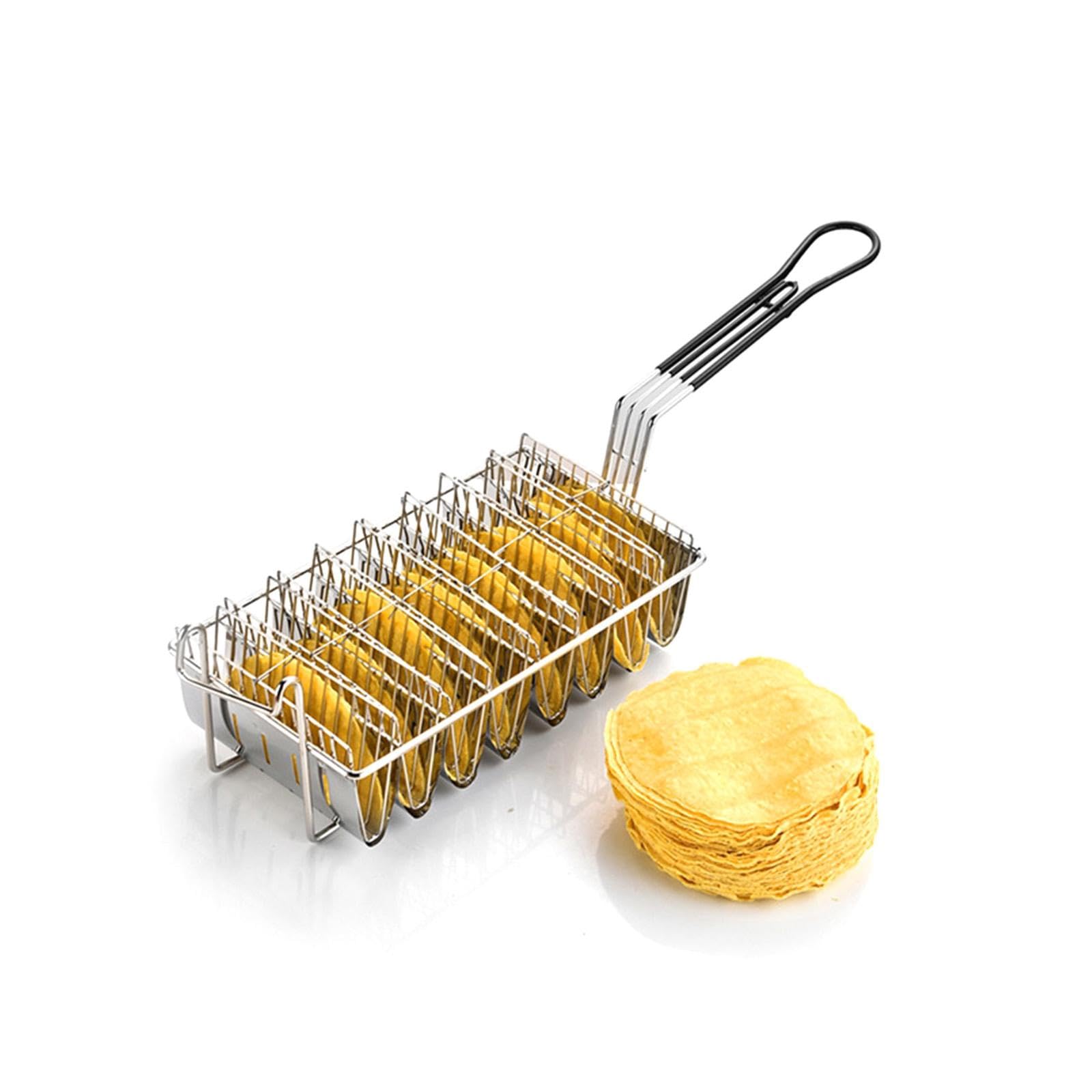 Cesta Profesional para Tacos, Freidora de de Acero Inoxidable, Cesta para Freír Tacos, Freidora de Tacos para Restaurantes Y Cocinas, 8
