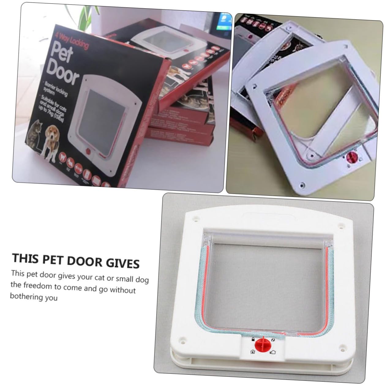 Mobestech 2 pièces Chatières pour Chats et Petits Chiens avec Contrôle Entrée Portes pour Animaux Faciles à Installer Léger et Liberté de Passage pour Intérieur Blanc et Marron