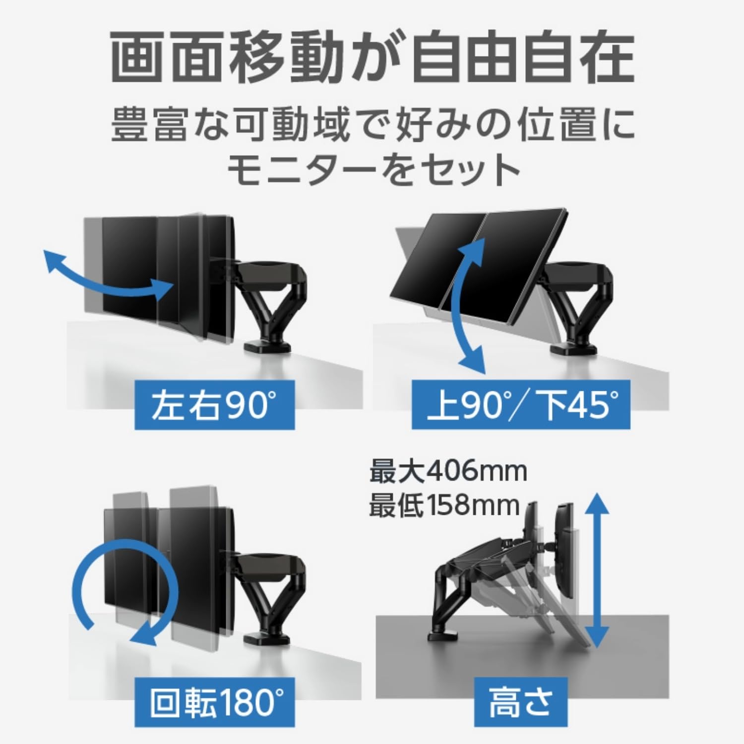 Amazon.co.jp: グリーンハウス デュアルモニターアーム 17-32インチ