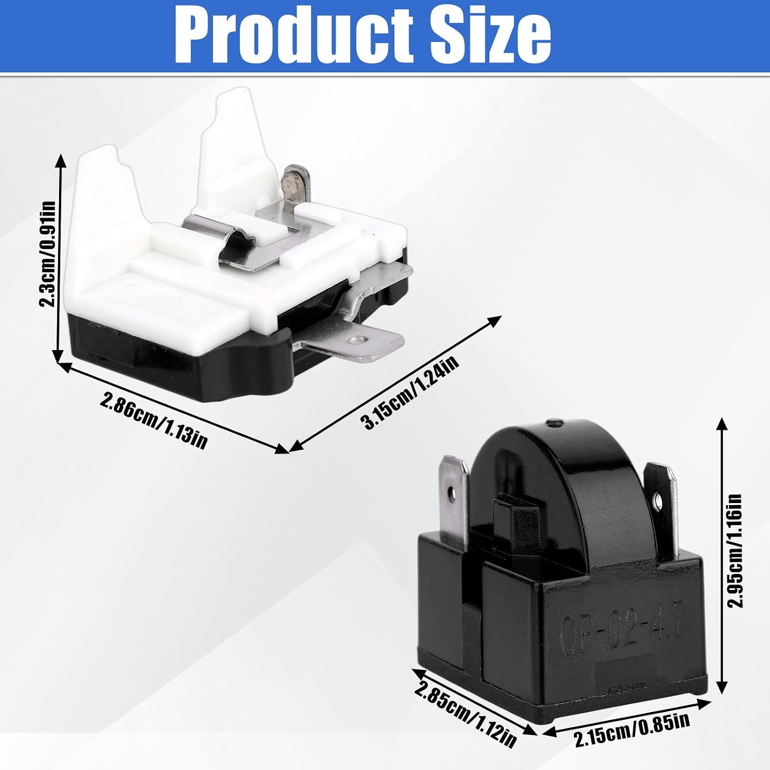 3pcs QP-02-4.7 QP2-4.7 QP2-4R7 3-Pin 4.7 Ohm Refrigerator Start Relay Starters & 3pcs 1/2HP 50/60Hz Overload Protector Kit for Mini Beverage Fridge Wine Cooler Beer Freezer Compressor Repair Parts