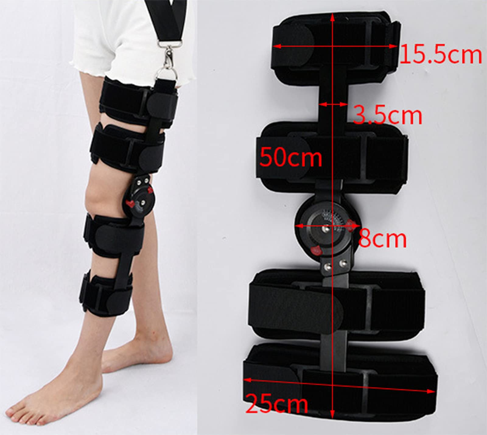 Regulowany Zawiasowy Stabilizator Kolana, Ortopedyczny Zawiasowy Stabilizator Kolana? Ochraniacz Kolana Po Urazie Artretycznym, Stabilizator Nogi, 50 Cm,50 cm
