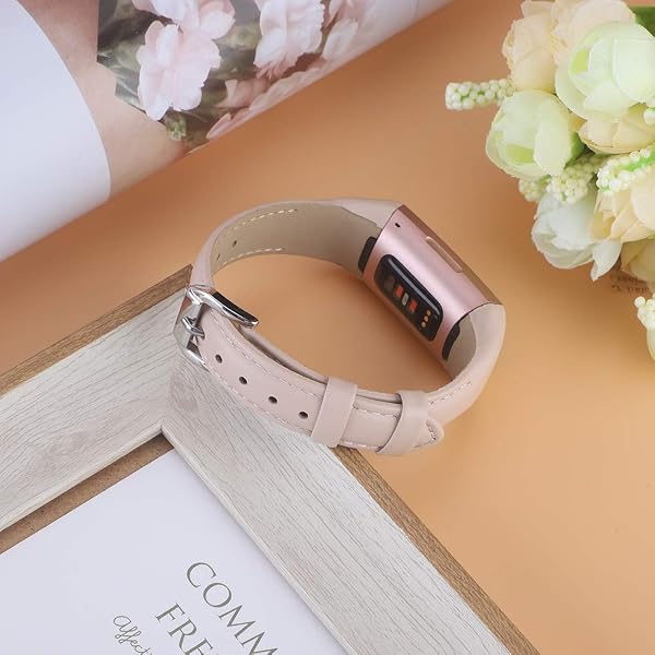 KIMILAR Armbänder Kompatibel mit Fitbit Charge 4 / Charge 3 Armband Leder,Ersatzband Zweifarbig Band Uhrenarmband für Charge 4/3/SE Fitness Tracker - 4