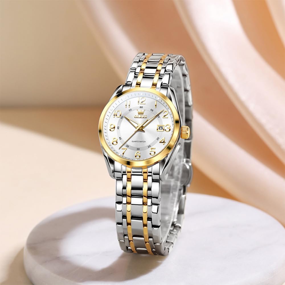 OLEVS Womens Watches Classic Dress Quartz Female Wristwatch Ladies Stainless Steel Waterproof Luminous Date Easy Read Watch for Lady - Image 6