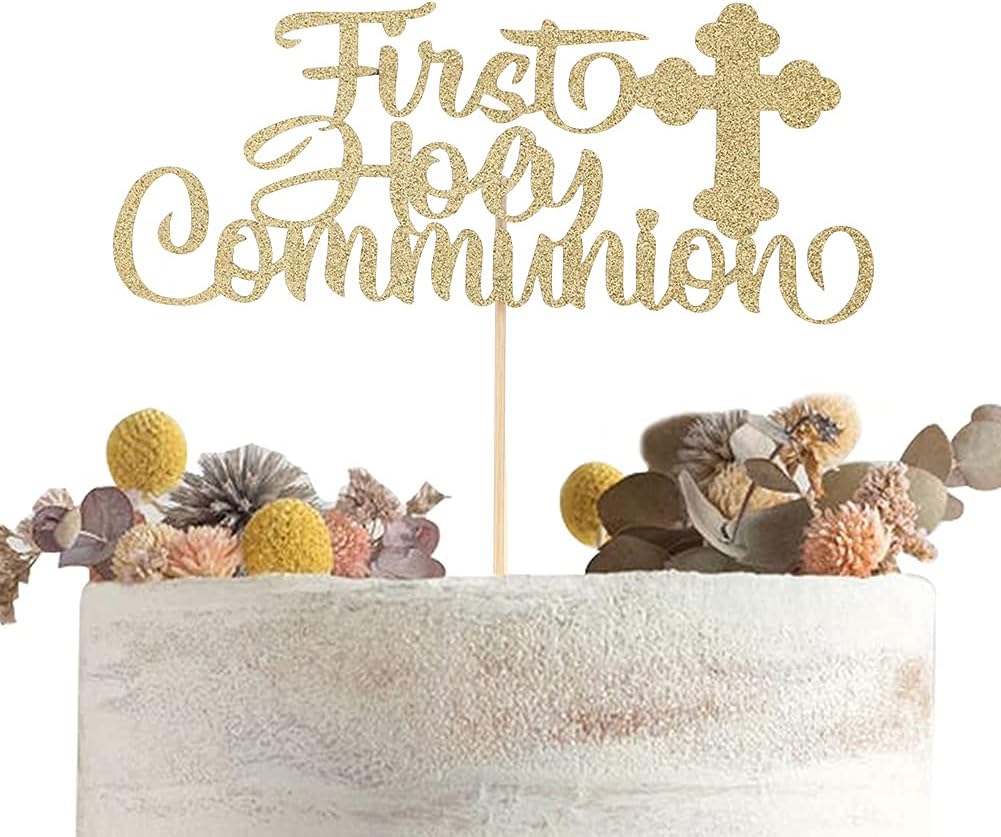 Cake Topper for 1st Holy Communing - God Bless,First Holy Communion Decoration,Baptism Decor,Photo Props Crosses,1st Communion Party