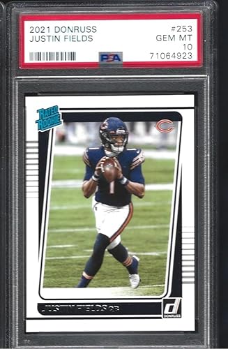 PSA 10 JUSTIN FIELDS FOOTBALL ROOKIE CARD PANINI DONRUSS GRADED PSA GEM MINT 10 BEARS YOUNG STAR QUARTEBACK