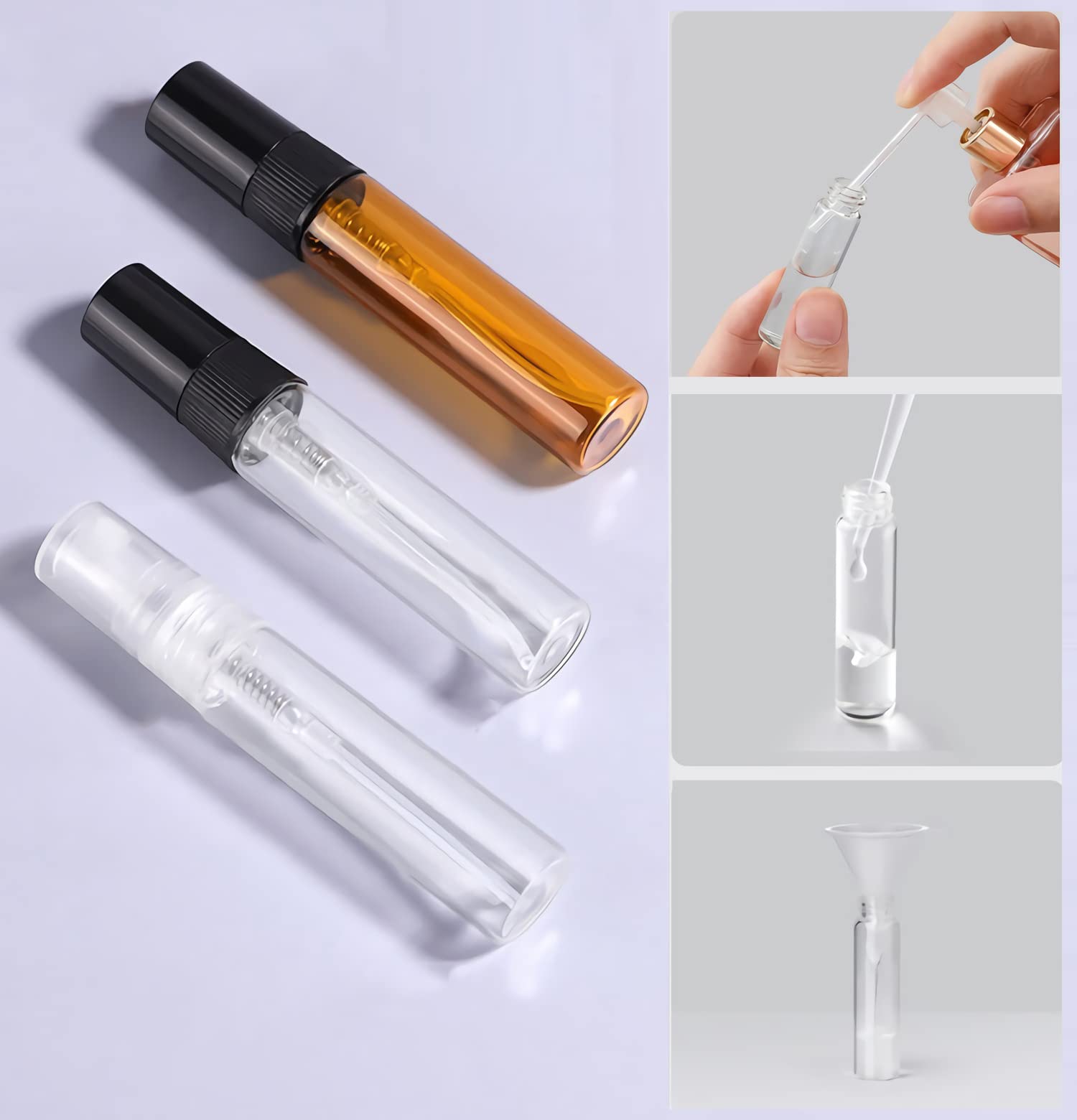 100 Pezzi 5ml Vuoto Flacone Spray Vetro Marrone, Bottiglia di Profumo, Mini Flacone Spray per Nebbia Riutilizzabile Portatile, Piccolo Spray Tascabile, Cosmetica, Viaggio