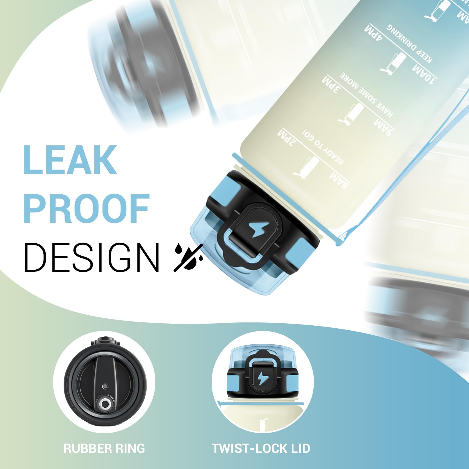 Borraccia Motivazionale 1L, Borraccia Palestra con Cannuccia, Facile Pulizia, Riutilizzabile, Borraccia Sportiva con Indicazione del Tempo, Borracce per Lavoro, Ciclismo, Escursionismo, Ufficio