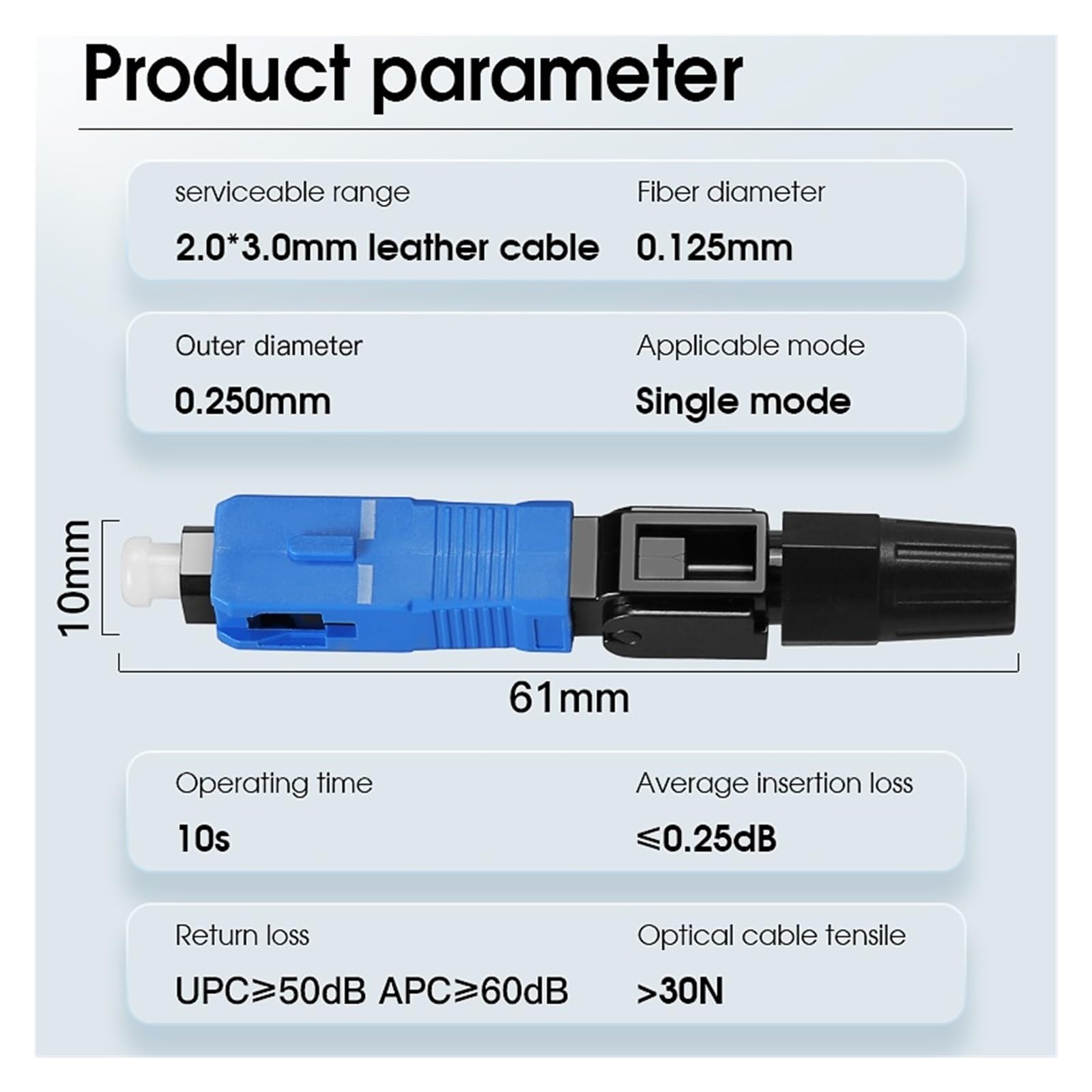Épisseur de Fibre Optique Adaptateur de Fibre Optique monomode Rapide SC APC, Assemblage sur Le Terrain for FTTH(100pcs SC APC)