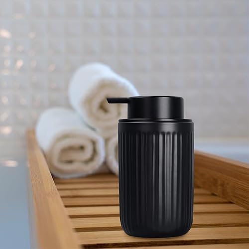 Miniatura 5 de BosilunLife Dispensador de jabón de manos para platos, dispensador de jabón líquido negro para baño, dispensador de platos de cocina de cerámica de