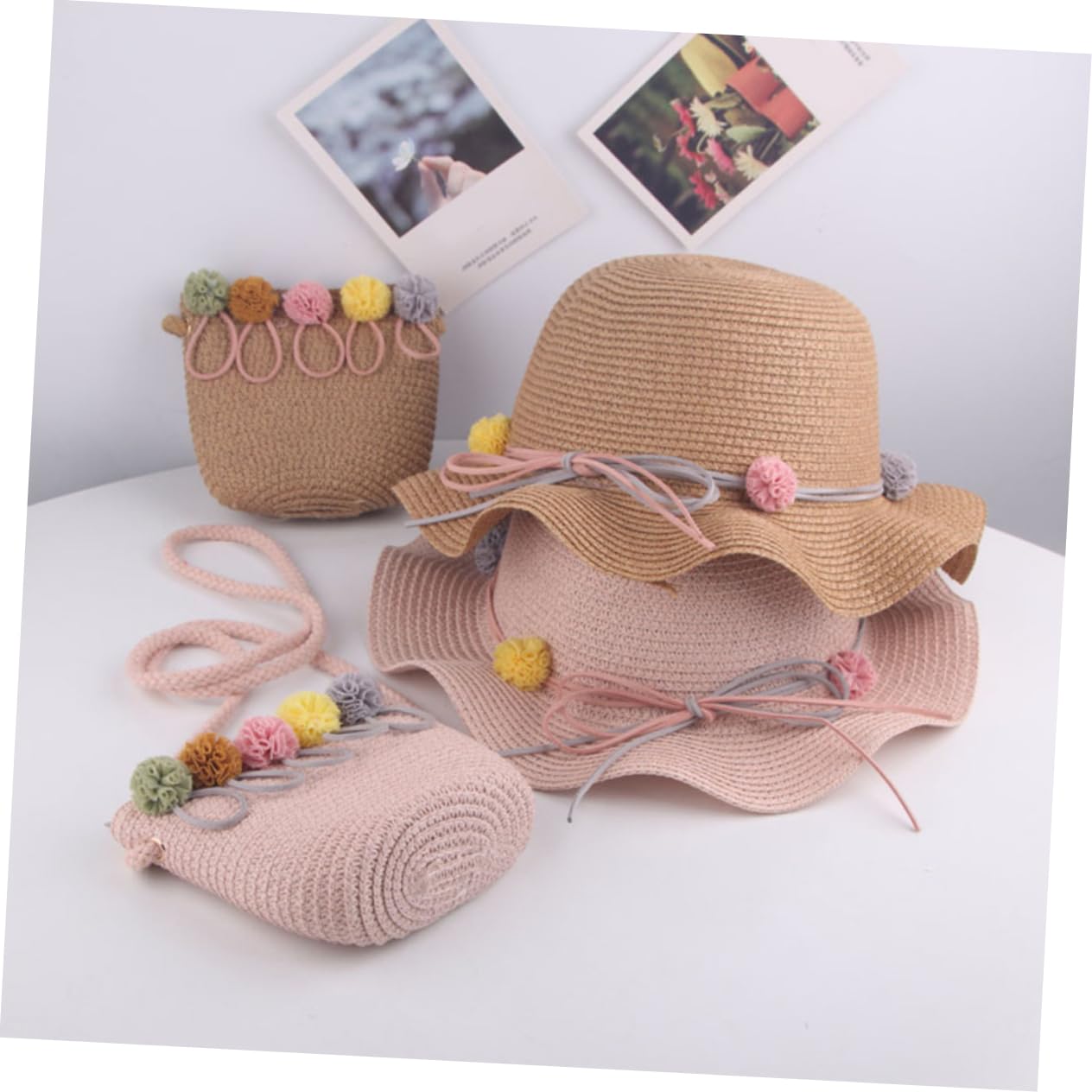 HHRFCS Sombrero para el Sol para niños y niñas Bolsa de Almacenamiento a Juego Sombrero de Playa Ligero UV para niñas para Actividades al Aire Libre y Vacaciones Caqui