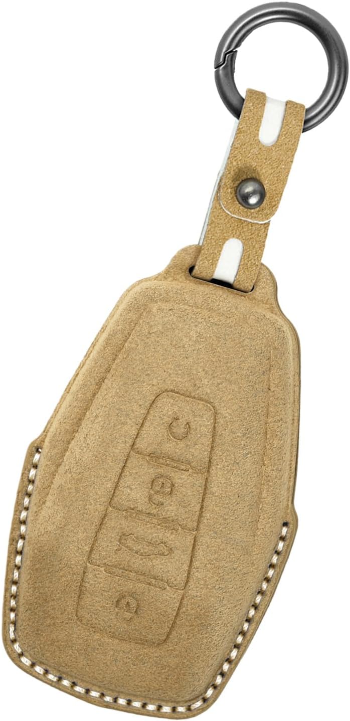 Key Fob Cover Compatible with Geely Coolray X50Emgrand Monjaro Okavango Azkarra Atlas Suede Leather Car Key Case Full Protection Key Holder, Brown