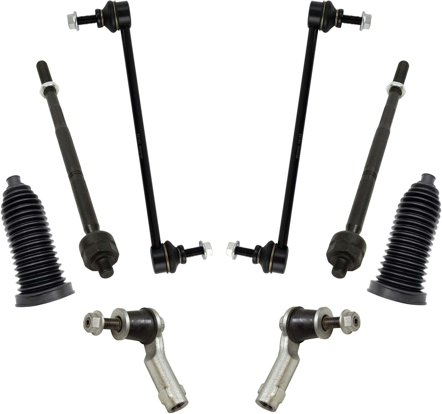 TRQ Front Steering & Suspension 8-Piece Kit (steering rack bellows tie rods sway bar links)