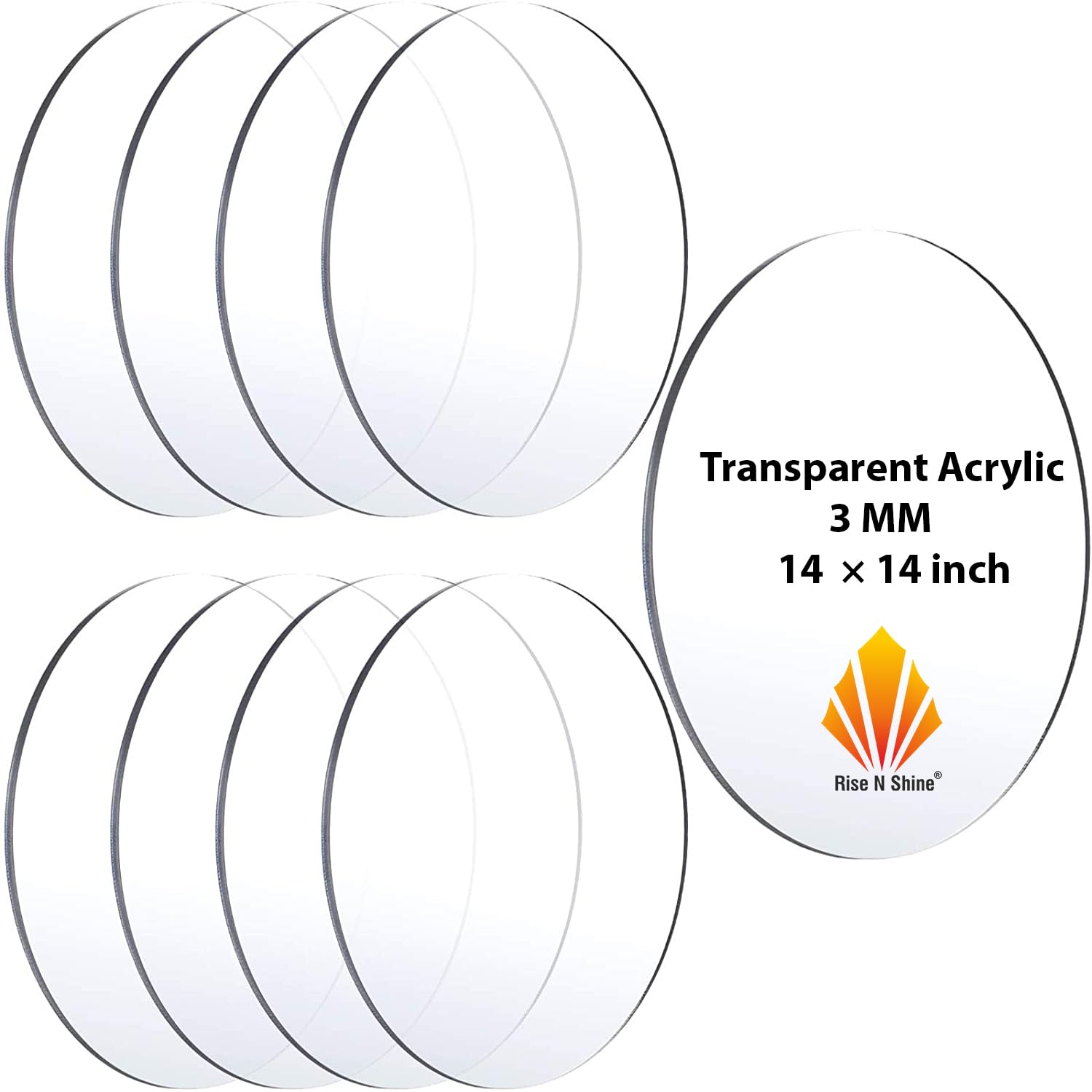 Rise N Shine Acrylic Sheet 3MM (14"x14", Set of 2) - Round Clear Transparent Sheet for Craft, Painting, DIY, School Project, Decorations, Photo Frames | Acrylic Sheets Covered with Protective Film-image-23