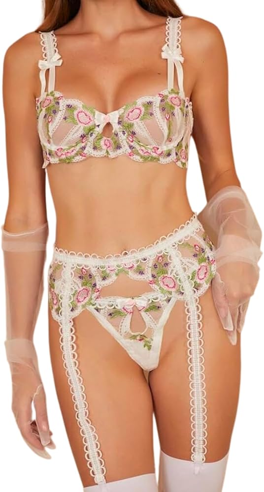 Amazon.com: Moxy intimates Strawberry Fields Pink and Green Lingerie Set  L/White : Clothing, Shoes & Jewelry