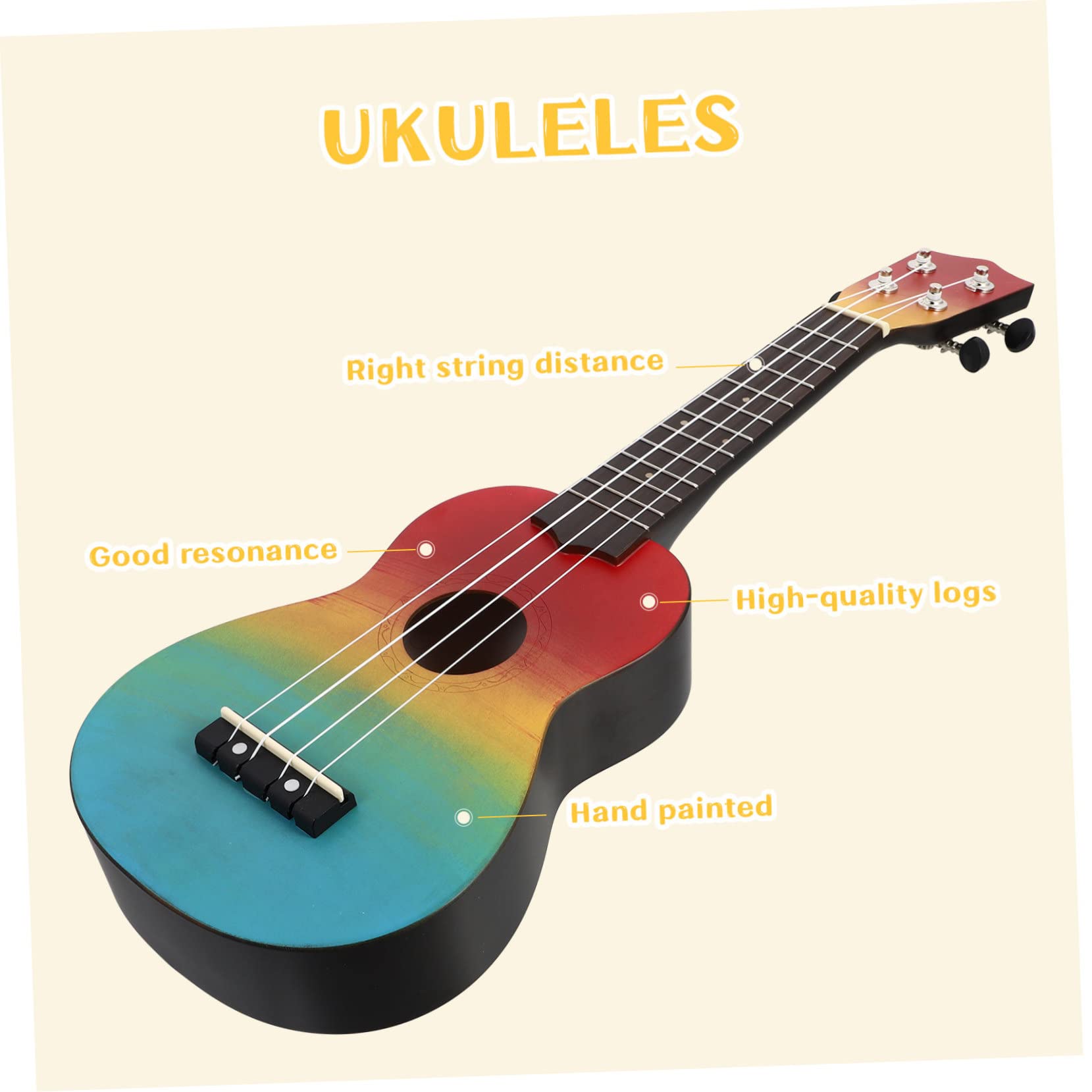 HEMOTON Ukulele Chitarra in Legno Naturale da Strumento per Principianti Strumenti Musicali Giocattolo