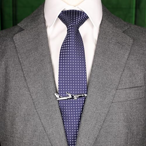 Novelty Silver Tone Airplane Tie Clip With Box Aircraft Plane Airline Tie Clip4