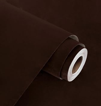 Self Adhesive Brown Velvet Wallpaper Peel and Stick Flocking Fabric Brown Contact Paper for Jewelry Lining Soft Touch Velvet Drawer Felt Liner for DIY Art Craft Cabinets Furniture 17.7" x 120"