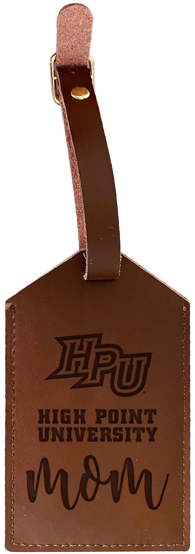 High Point University - Etiqueta de equipaje de piel grabada con licencia oficial - Diseño de mamá