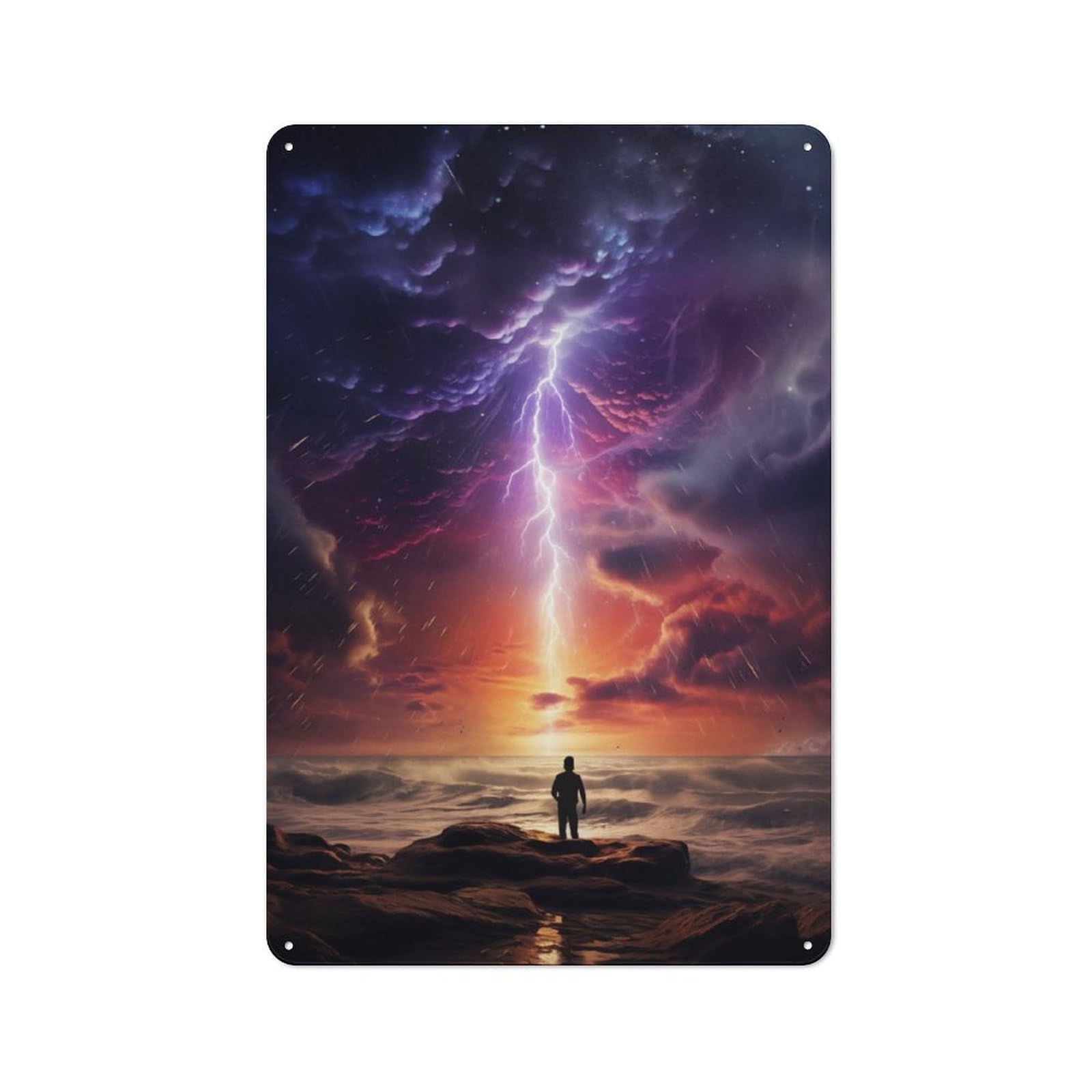 Junmoney Lightning In The Sky Metal Sign 30X20cm With For Home Bar Wall, Rustic Decor, For Collectors Decorating Home Bars And Entertaining Spaces