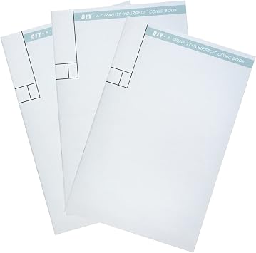 Koala Tools - Blank Comic Book, Draw-It-Yourself Comic Sketch Book with Dynamic Panels, 6.6 x 10 Inches, 28 Pages, Pack of 3