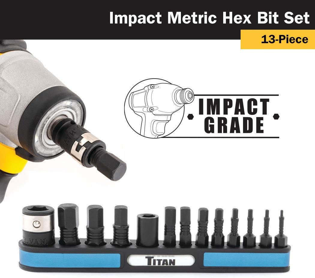 Titan 16038 13-Piece Metric Impact Grade Hex Bit Set