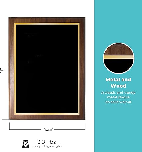 Miniatura 10 de Baudville Placa grabada, premio prestigioso, tamaño completo, paisaje, 8.5 x 11 pulgadas, negrooro, premio para empleados, grabado