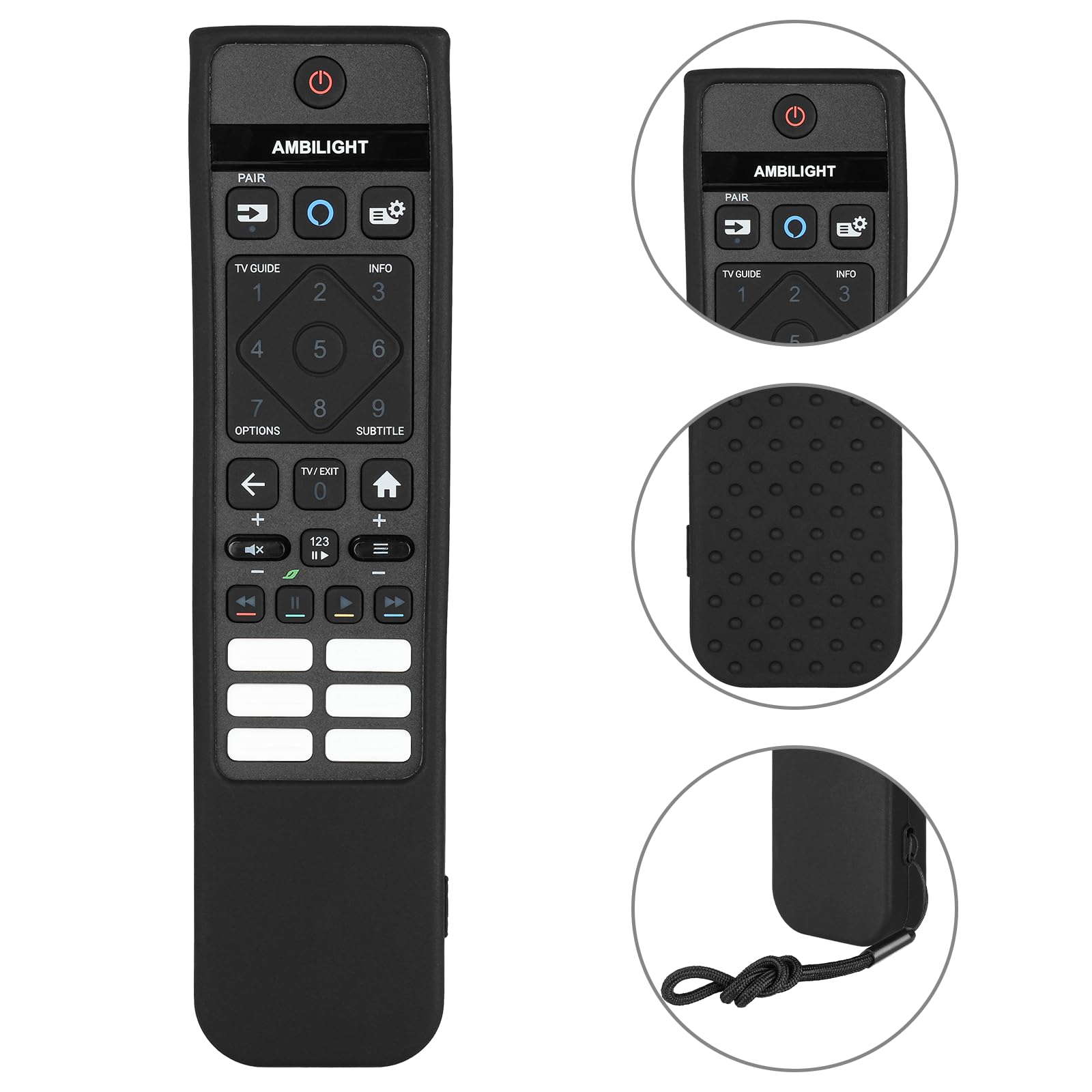 Custodia Telecomando in Silicone Compatibile Con Philips SRC-3215-01 SRC-3215-06 SRC-3216-12 SRC-3216-06S TV Telecomando Copertura Protettiva Antiurto Con un Cordino(Nero)