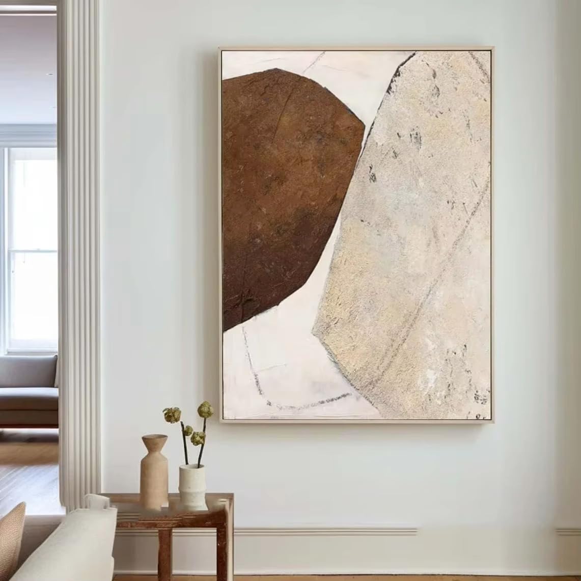 DFZEWKI Beige And Brown Abstract Beige Canvas Wall Art Canvas Prints Artwork for Living Room Home Decor(40x50cm(16x20in)/No frame)