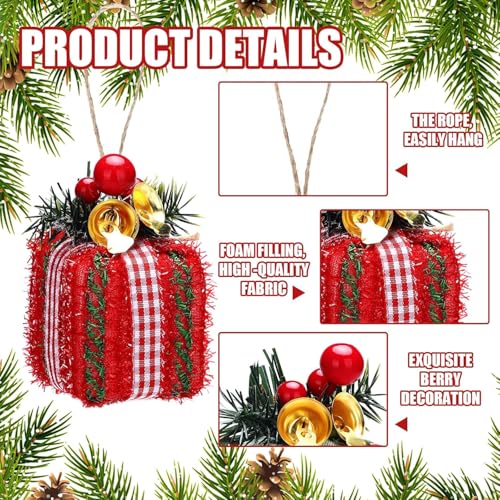 12 Stück Deko Geschenkpäckchen, Mini Geschenkboxen, Geschenkbox Anhänger, Mini Geschenkboxens Weihnachten,für Weihnachten Dekoration