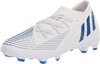 adidas Predator Edge.3 Firm Ground Soccer Shoe, White/Blue/White, 5 US Unisex Big Kid