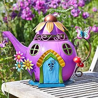 Teapot Garden Ornaments Outdoor Decorations For Patio Flowerbeds Yard Metal Hand Painted Fairy Houses For The Garden Indoor And Outdoor Ornaments For The Home
