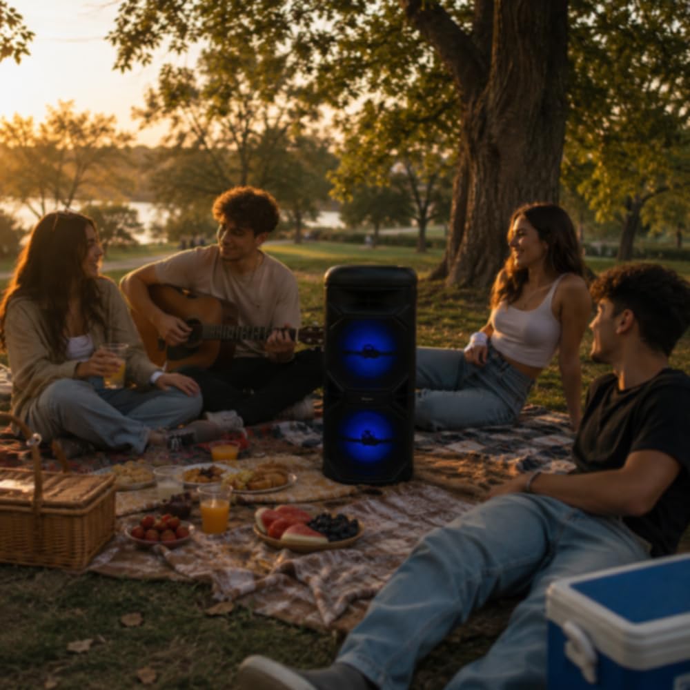Vetrineinrete® Cassa Bluetooth con luci RGB tecnologia TWS 70 Watt ingresso USB TF/SD AUX radio FM integrata