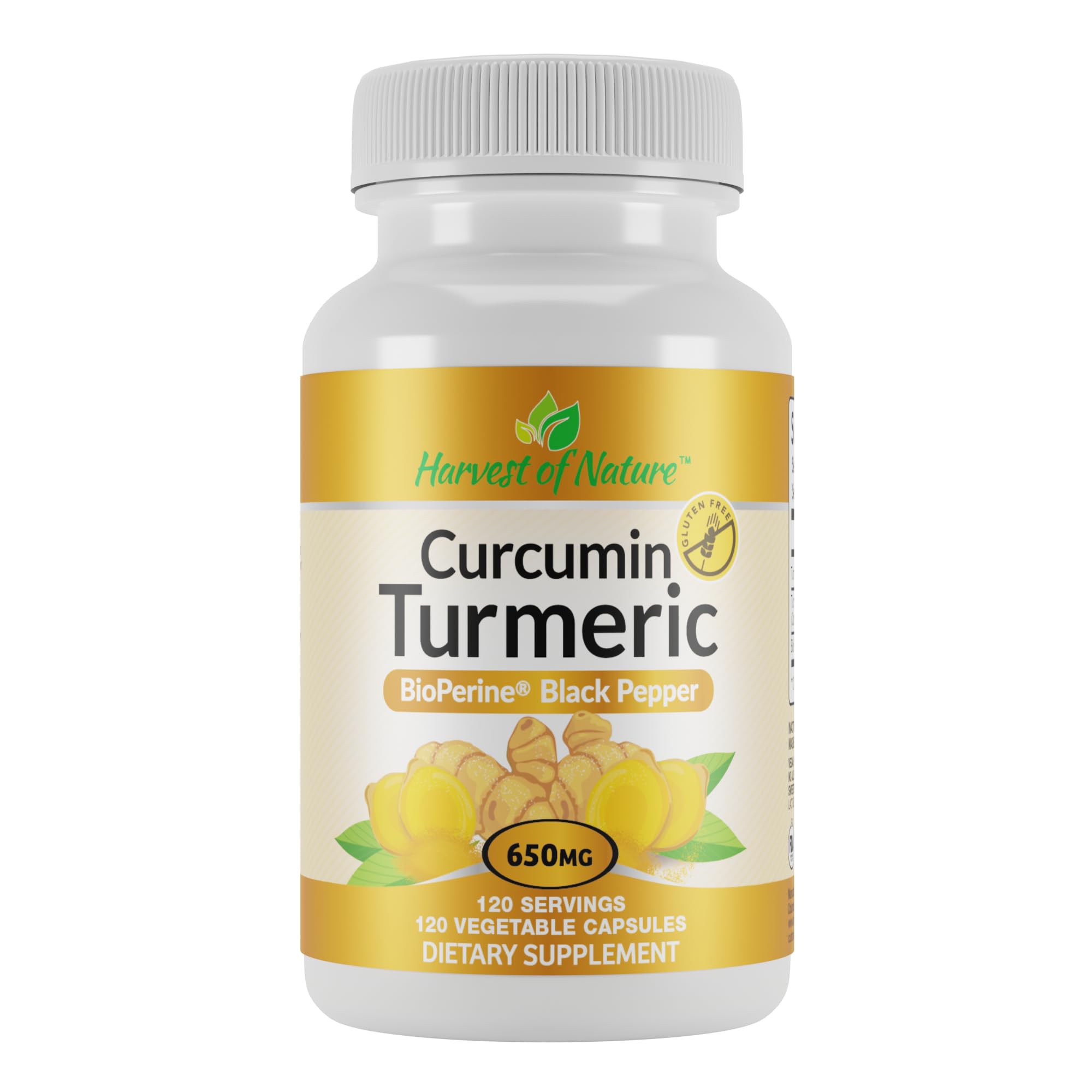 Harvest of Nature Turmeric Curcumin Supplement, 120 Capsules 1 Pack 120 Count (Pack of 1)