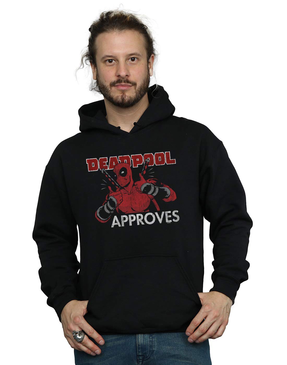 Marvel Men's Deadpool Approves Hoodie Black XXX-Large