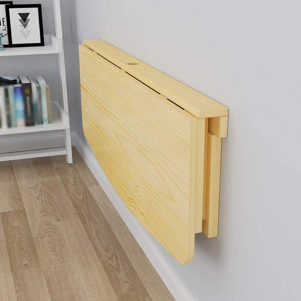 Escritorio de pared de madera solilada con arco de 120x40 cm