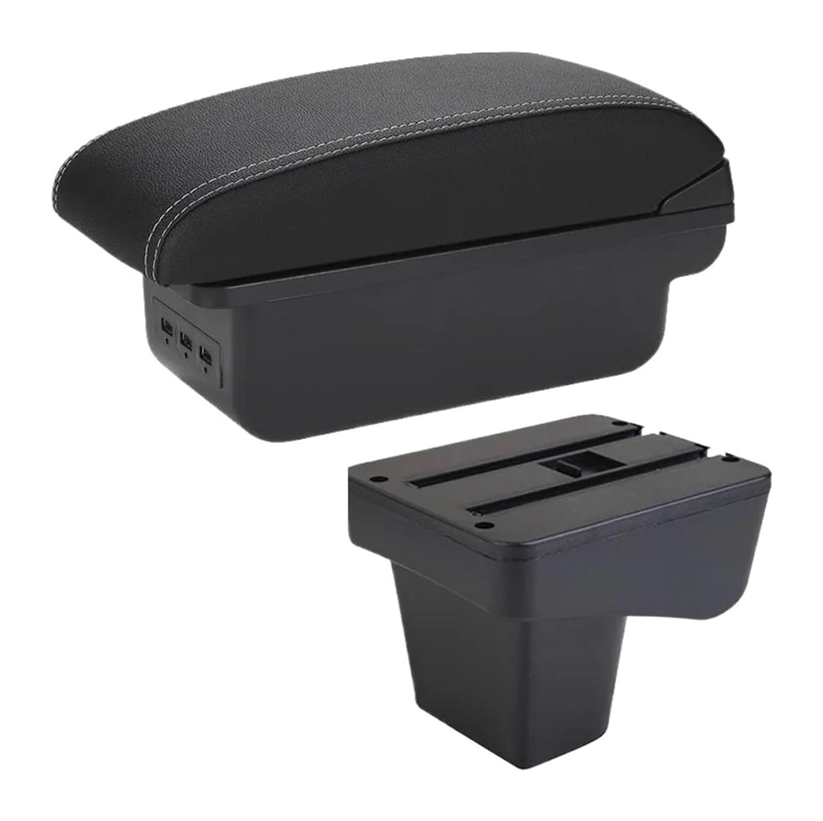 HCKCLMBMZW For Suzuki For Vitara Armrest Box Central Store Content Storage Arm Rest Car Modification Interior Retractable Leathe Car Armrest Center Console(B3 Black White 3usb)