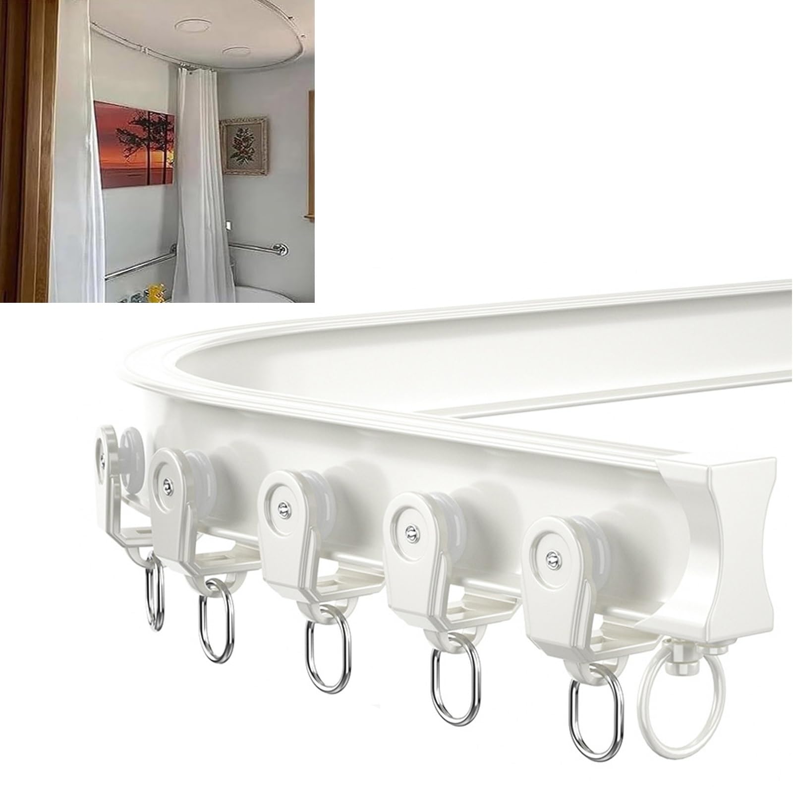 Binario flessibile da soffitto bianco per doccia e asta scorrevole pieghevole ideale per bagno e spazi abitativi facile da inserire versatile ain Solut.