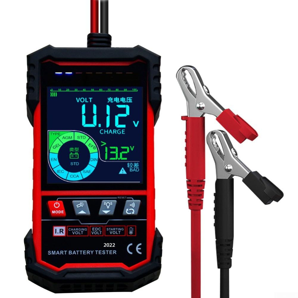 Tester di carico della batteria 12 V/24 V per auto con display digitale, CCA e analisi della capacità, materiale ABS, alta precisione per chip intelligente, adatto per proprietari di auto e tecnici di