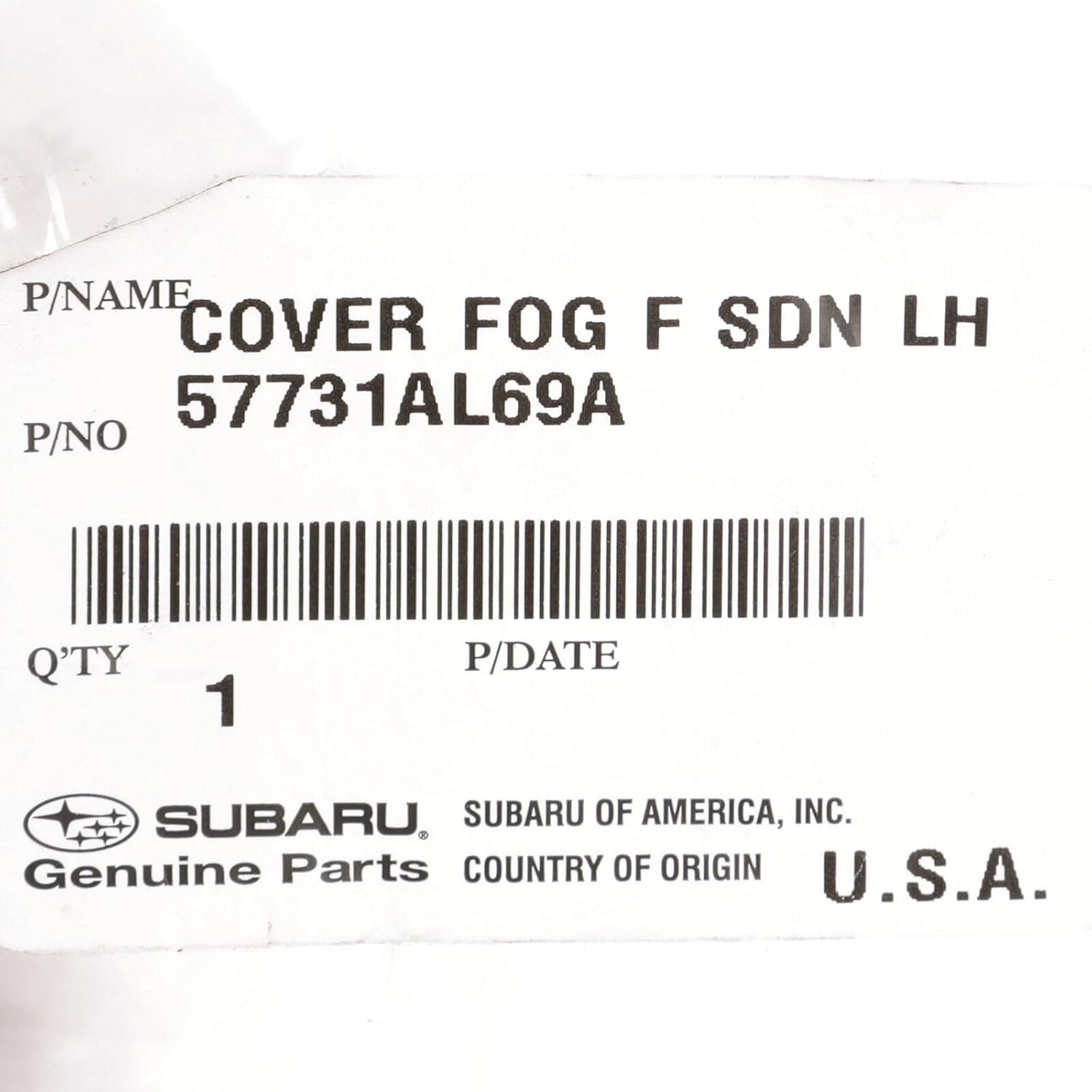 Subaru Left Driver SIde Fog Lamp Cover Bezel for 2018 2019 Legacy 2.5i - 57731AL69A - Genuine OEM