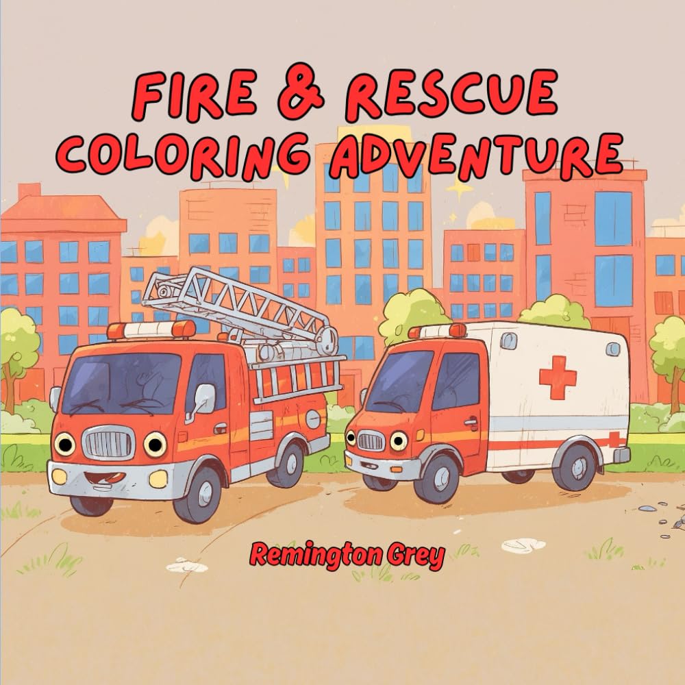 Fire & Rescue Coloring Adventure: A Fun and Educational Coloring Book for Kids Featuring Fire Trucks, Police Cars, Ambulances, and More!