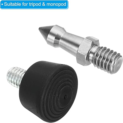 Miniatura 4 de PATIKIL Estaca de trípode de rosca de 14 de pulgada y pies de trípode de goma, 3 juegos de trípode de cámara adaptador de montaje en tierra para