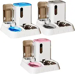 Comedouro e Bebedouro Duplo Dispenser Automático 1,3L e 1,2kg para Pet Cães e Gatos (Azul)