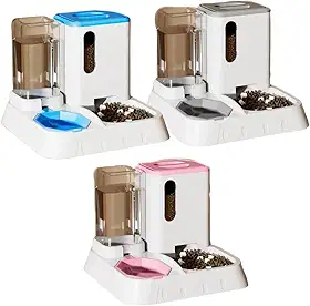 Comedouro e Bebedouro Duplo Dispenser Automático 1,3L e 1,2kg para Pet Cães e Gatos (Azul)